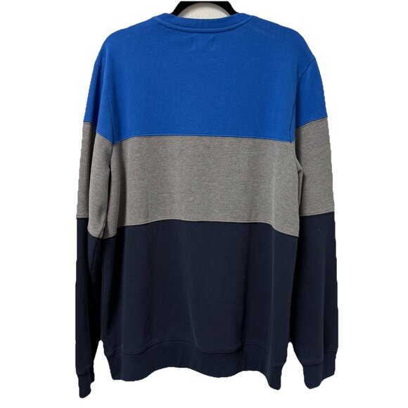 LL BEAN FLEECE SWEATER CREW NECK COLORBLOCK MENS L TALL BLUE GRAY FALL WINTER - Picture 2 of 8